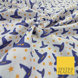 Magical Witch Wizard Hat Stars HALLOWEEN Printed Polycotton Fabric 45" Wide