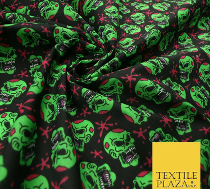 Laughing Funny Dead Scary Skulls HALLOWEEN Printed Polycotton Fabric 45" Wide