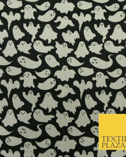 Spooky Scary Flying Ghosts Ghouls HALLOWEEN Printed Polycotton Fabric 45" Wide