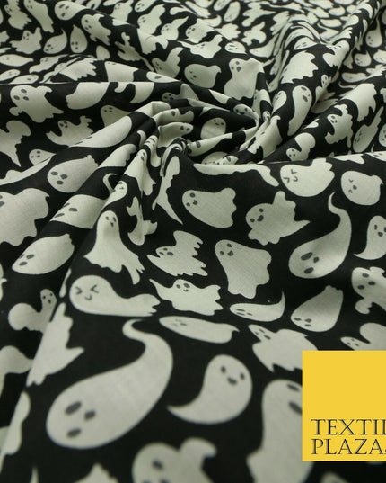 Spooky Scary Flying Ghosts Ghouls HALLOWEEN Printed Polycotton Fabric 45" Wide