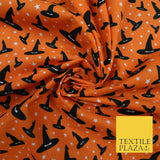 Magical Witch Wizard Hat Stars HALLOWEEN Printed Polycotton Fabric 45" Wide