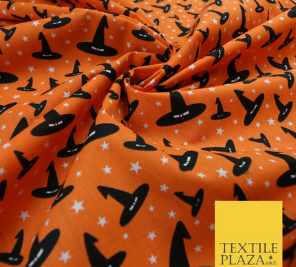 Magical Witch Wizard Hat Stars HALLOWEEN Printed Polycotton Fabric 45" Wide