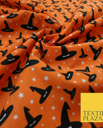 Magical Witch Wizard Hat Stars HALLOWEEN Printed Polycotton Fabric 45" Wide