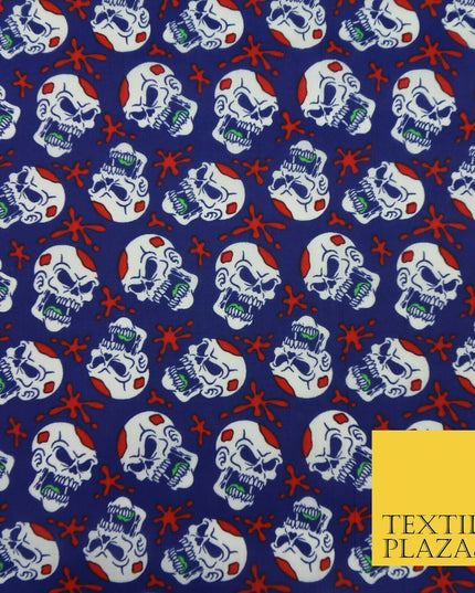 Laughing Funny Dead Scary Skulls HALLOWEEN Printed Polycotton Fabric 45" Wide