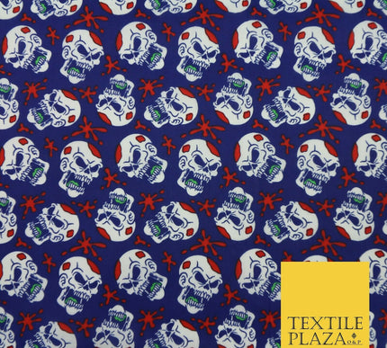 Laughing Funny Dead Scary Skulls HALLOWEEN Printed Polycotton Fabric 45" Wide