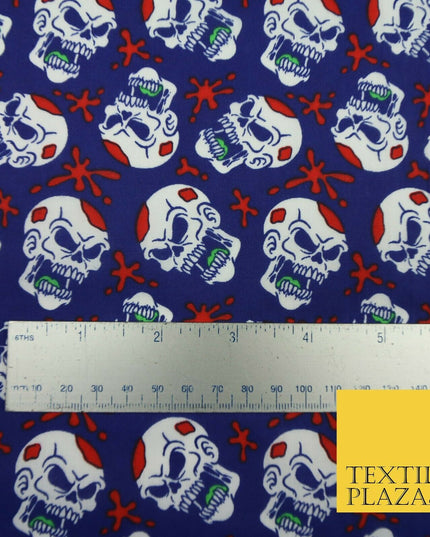 Laughing Funny Dead Scary Skulls HALLOWEEN Printed Polycotton Fabric 45" Wide
