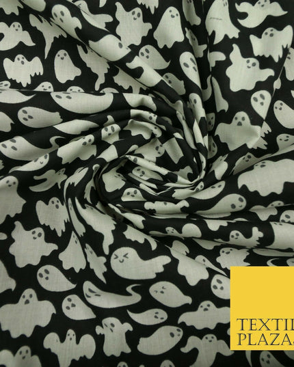 Spooky Scary Flying Ghosts Ghouls HALLOWEEN Printed Polycotton Fabric 45" Wide