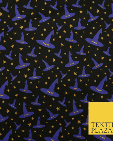 Magical Witch Wizard Hat Stars HALLOWEEN Printed Polycotton Fabric 45" Wide