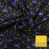 Magical Witch Wizard Hat Stars HALLOWEEN Printed Polycotton Fabric 45" Wide