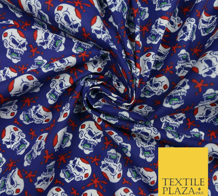 Laughing Funny Dead Scary Skulls HALLOWEEN Printed Polycotton Fabric 45" Wide