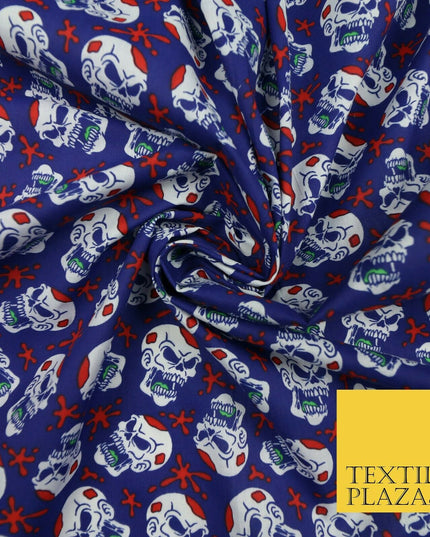 Laughing Funny Dead Scary Skulls HALLOWEEN Printed Polycotton Fabric 45" Wide