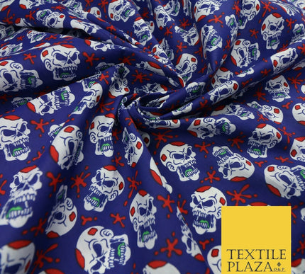 Laughing Funny Dead Scary Skulls HALLOWEEN Printed Polycotton Fabric 45" Wide