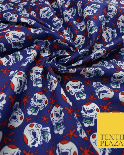 Laughing Funny Dead Scary Skulls HALLOWEEN Printed Polycotton Fabric 45" Wide