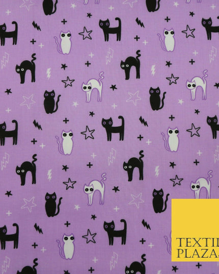 Scary Cats Stars Lightning HALLOWEEN Printed Polycotton Fabric 45" Wide