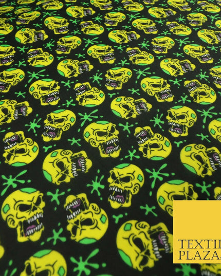 Laughing Funny Dead Scary Skulls HALLOWEEN Printed Polycotton Fabric 45" Wide