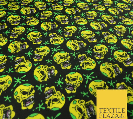 Laughing Funny Dead Scary Skulls HALLOWEEN Printed Polycotton Fabric 45" Wide