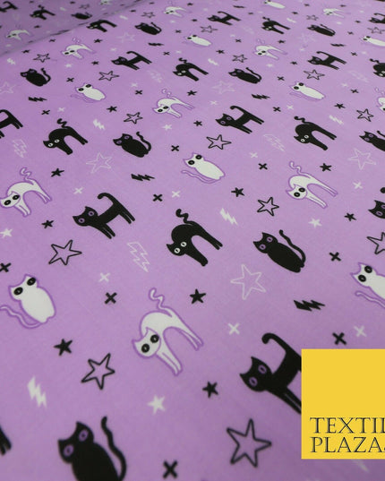 Scary Cats Stars Lightning HALLOWEEN Printed Polycotton Fabric 45" Wide