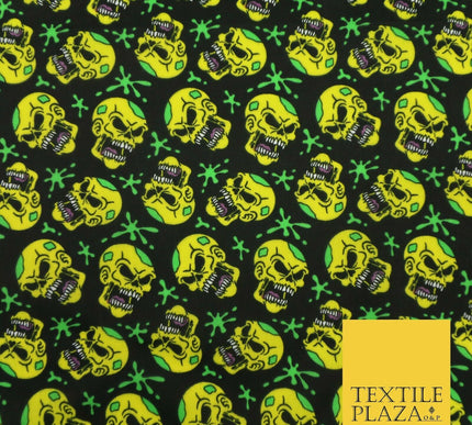 Laughing Funny Dead Scary Skulls HALLOWEEN Printed Polycotton Fabric 45" Wide