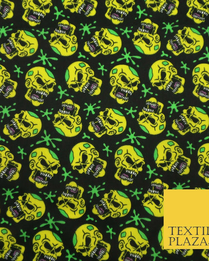 Laughing Funny Dead Scary Skulls HALLOWEEN Printed Polycotton Fabric 45" Wide