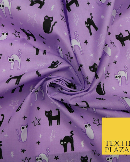 Scary Cats Stars Lightning HALLOWEEN Printed Polycotton Fabric 45" Wide