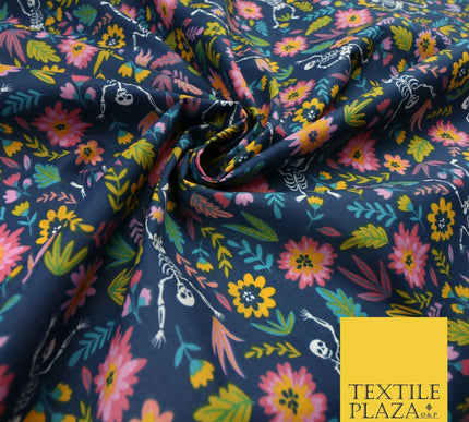 Dancing Skeletons Day of the Dead HALLOWEEN Printed Polycotton Fabric 45" Wide