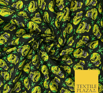 Laughing Funny Dead Scary Skulls HALLOWEEN Printed Polycotton Fabric 45" Wide