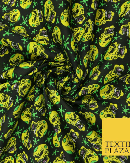 Laughing Funny Dead Scary Skulls HALLOWEEN Printed Polycotton Fabric 45" Wide