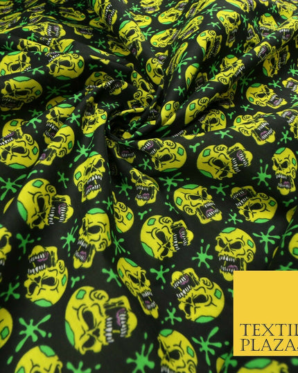 Laughing Funny Dead Scary Skulls HALLOWEEN Printed Polycotton Fabric 45" Wide