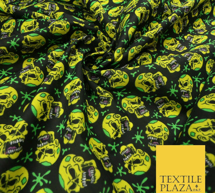 Laughing Funny Dead Scary Skulls HALLOWEEN Printed Polycotton Fabric 45" Wide
