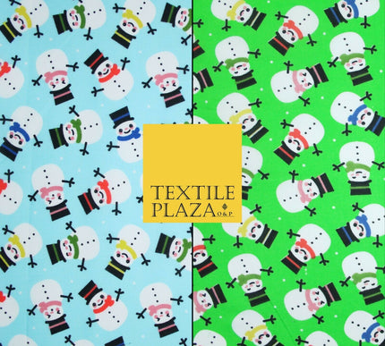 Festive Christmas Smart Happy Snowman Printed Poly Cotton Fabric Polycotton 45"