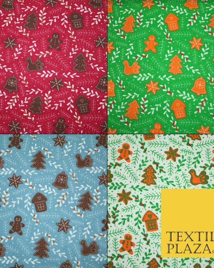 Festive Christmas Gingerbread Men Vine Printed Poly Cotton Fabric Polycotton 45"