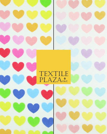 Rainbow Hearts Love Valentine Pride Printed Poly Cotton Fabric Polycotton 45"