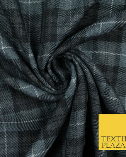 GREY BLACK Douglas TARTAN Polyester Viscose Fabric Material 58" Craft Dress 6440