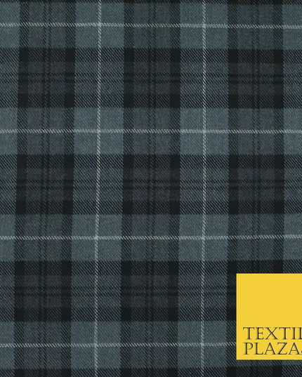GREY BLACK Douglas TARTAN Polyester Viscose Fabric Material 58" Craft Dress 6440