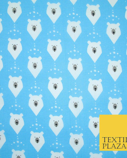 Festive Christmas Polar Bear Novelty Printed Poly Cotton Fabric Polycotton 45"