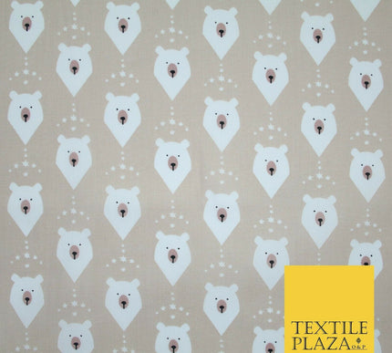 Festive Christmas Polar Bear Novelty Printed Poly Cotton Fabric Polycotton 45"