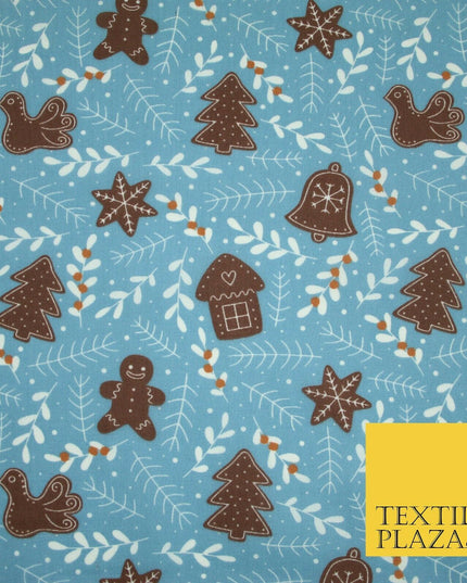 Festive Christmas Gingerbread Men Vine Printed Poly Cotton Fabric Polycotton 45"