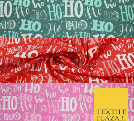 Festive Christmas Ho Ho Ho Printed Poly Cotton Fabric Polycotton 45"