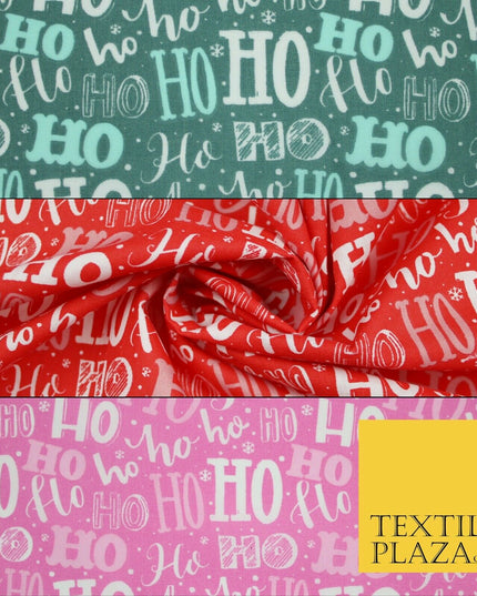 Festive Christmas Ho Ho Ho Printed Poly Cotton Fabric Polycotton 45"