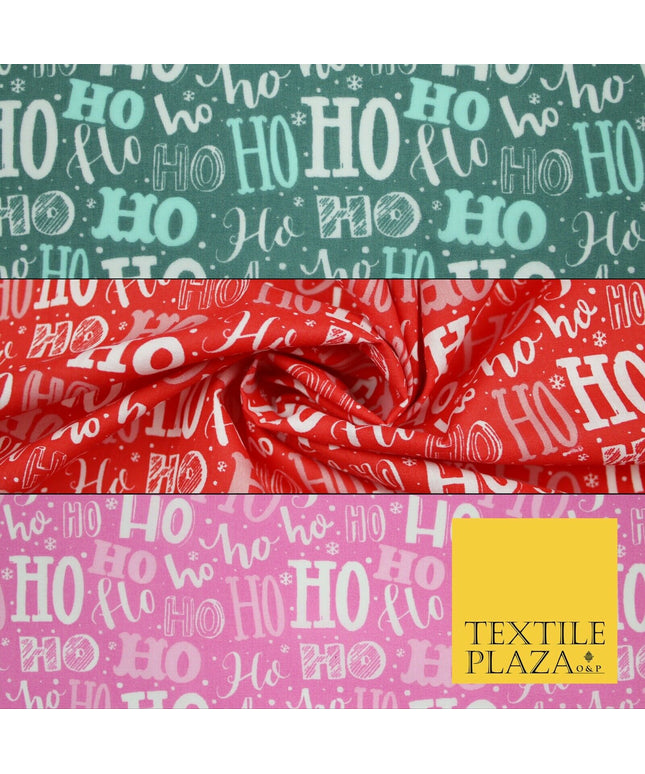 Festive Christmas Ho Ho Ho Printed Poly Cotton Fabric Polycotton 45"