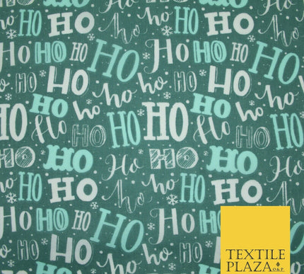 Festive Christmas Ho Ho Ho Printed Poly Cotton Fabric Polycotton 45"
