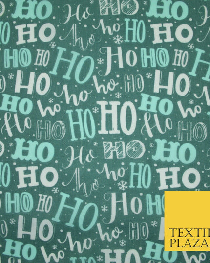 Festive Christmas Ho Ho Ho Printed Poly Cotton Fabric Polycotton 45"