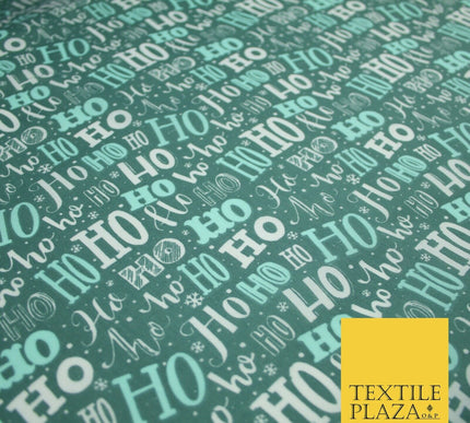 Festive Christmas Ho Ho Ho Printed Poly Cotton Fabric Polycotton 45"