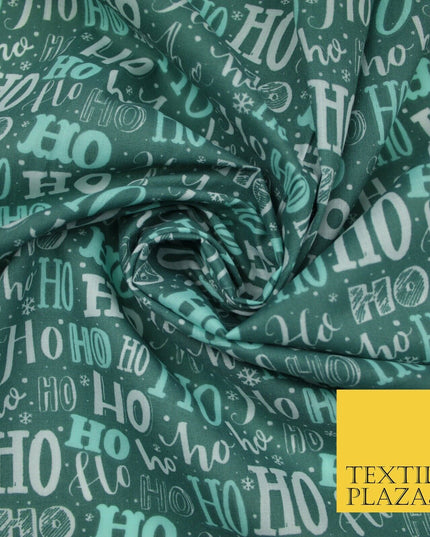 Festive Christmas Ho Ho Ho Printed Poly Cotton Fabric Polycotton 45"