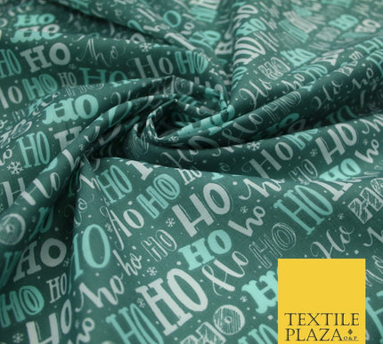 Festive Christmas Ho Ho Ho Printed Poly Cotton Fabric Polycotton 45"