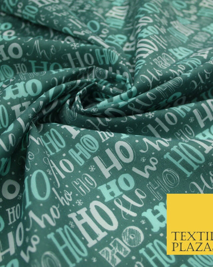 Festive Christmas Ho Ho Ho Printed Poly Cotton Fabric Polycotton 45"