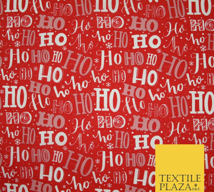 Festive Christmas Ho Ho Ho Printed Poly Cotton Fabric Polycotton 45"