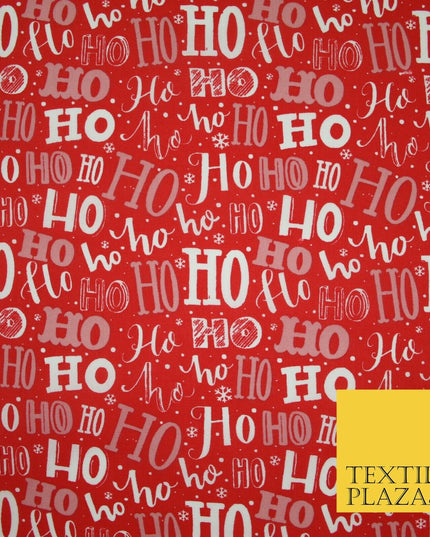 Festive Christmas Ho Ho Ho Printed Poly Cotton Fabric Polycotton 45"