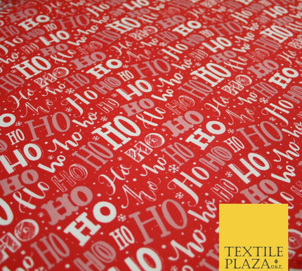 Festive Christmas Ho Ho Ho Printed Poly Cotton Fabric Polycotton 45"