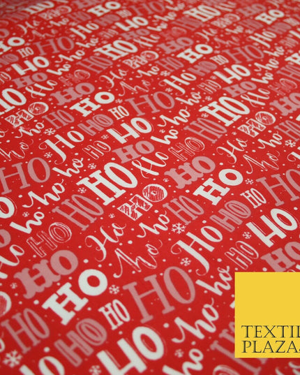 Festive Christmas Ho Ho Ho Printed Poly Cotton Fabric Polycotton 45"